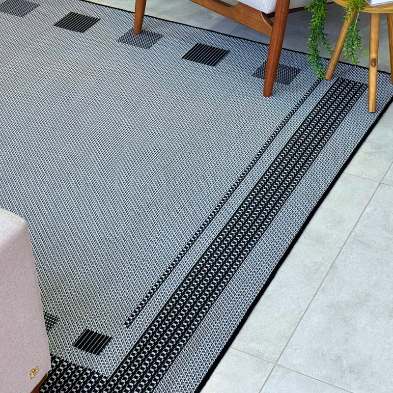 Tapete Sisal 200x250 Lancer  - S-617 PRETO COM CINZA